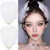 BENOSPACE 2 Pcs Feather Hair Clips White Pearl Swan Fly-Wing Hairpins Ballet Style Elegant Hair Barrettes Accessory for Women Girls 1920s Cosplay Show Dancing Party Stage Halloween Costume Headpiece