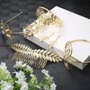 LOYALLOOK 5Sets Grecian Goddess Costume Accessories Set Greek Leaf Headband Coil Bracelet Artificial Pearl Earrings Golden Leaves Bridal Hair Comb for Women Wedding Party