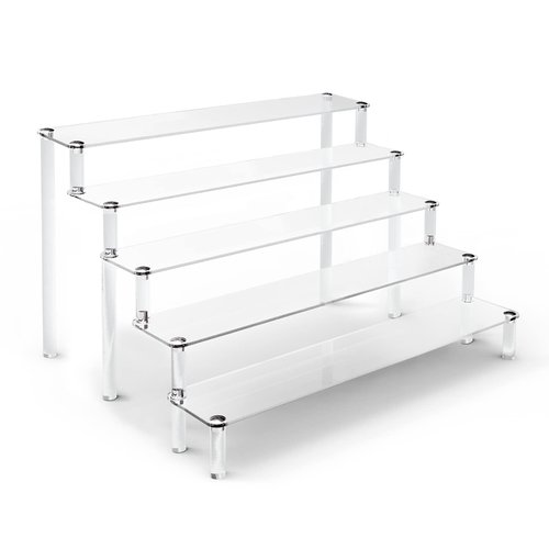 ULENDIS 5 Tier Acrylic Stands for Display, Clear Display Stand Risers Shelf for Cupcakes Perfumes Figurines, Tabletop Cupcake Stand for Decorating & Organizing (16" x 15.5" x 9.6")