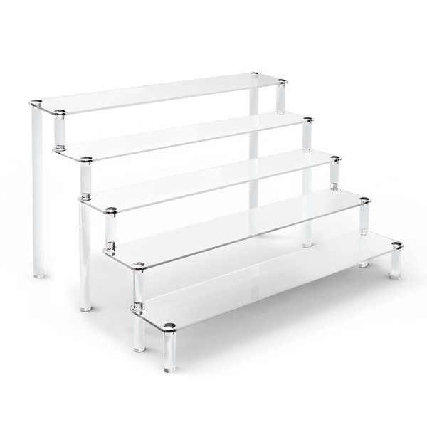 ULENDIS 5 Tier Acrylic Stands for Display, Clear Display Stand Risers Shelf for Cupcakes Perfumes Figurines, Tabletop Cupcake Stand for Decorating & Organizing (16" x 15.5" x 9.6")