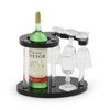 Dollhouse Wine Glasses Bottle and Spiral Shape Rack Set Bar Accessories Miniature Wine Set Kitchen Decoration Wine Holder Tabletop Decor (GREEN BOTTLE)