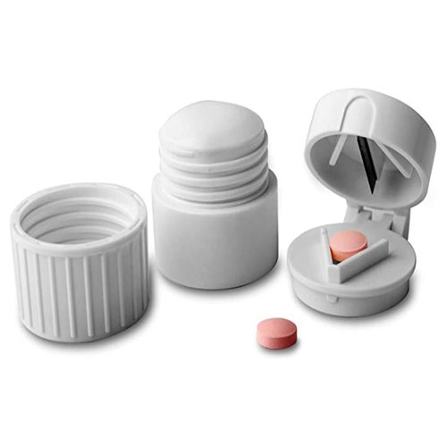 4-in-1 Pill Cutter, Crusher, Storage Container, and Water Cup