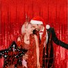 2 Pack Red Streamers Party Backdrop Christmas Decorations Foil Fringe Backdrop Curtains Carnival Casino Theme Birthday New Year Holiday Celebration Bachelorette Party Decorations Supplies