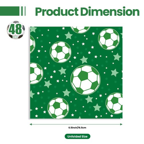 HFBOBP 50PCS Soccer Paper Napkins 13 x 13 Inches Luncheon Napkins Cocktail Napkins Disposable Sports Theme Decorations for Kids Baby Shower,Birthday Party,Soccer Theme Party Supplies