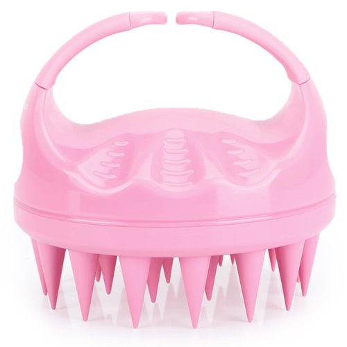 FREATECH Hair Scalp Massager Shampoo Brush with Long & Soft Silicone Bristles for Scalp Care, Gentle Scrub to Exfoliate, Intensive Massage to Relax the Head, Dandruff Removal and Hair Growth, Pink