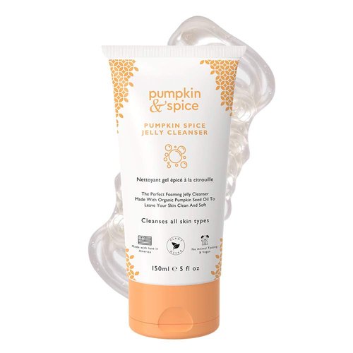 Pumpkin Spice Facial Jelly Cleanser - Removes Makeup, Excess Oil, Impurities, Acne, Breakouts, Reduce Acne, Natural Organic Pumpkin Seed Oil For All Skin Types 5 fl oz