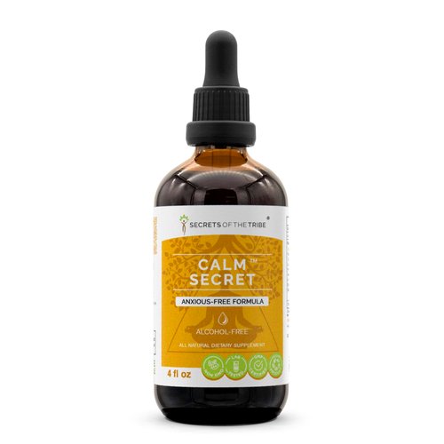 Secrets of the Tribe - Calm Secret, Herbal Supplement Blend Drops Alcohol-Free Liquid Extract, Anxious-Free Formula (4 fl oz)