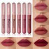 BIOKUSY 6 PCS Matte Liquid Lipstick Set, Velvet Muddy Finish, Dark Red Burgundy Mini Lip Stain, Long Lasting 24 Hours Waterproof Smudge Proof Lip Gloss, Permanent Blush, Lip Makeup Gift Kit