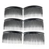 6 Black Hair Comb set pack plastic teeth side clip 3.25 inches wide side comb