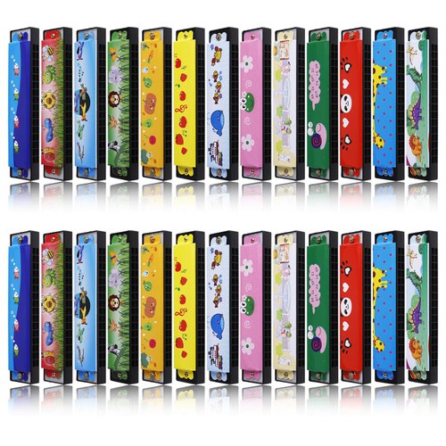 GGSTDDUP 26 Pcs Harmonica for Kids Birthday Party Favor, 16 Holes Toddler Harmonica with Double Row, 13 Style Musical Instrument Toy for Toddler Kids Goodie Bags Stuffers Beginners' Gift