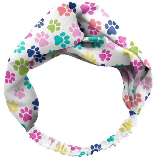 Spoontiques - Headband - Printed Fabric Hair Bands - Knotted Hair Band for Everyday Use - Pawprints, One Size (20312)