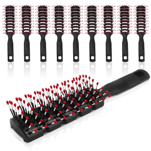 Bulk Hair Brushes for Homeless Individually Wrapped,7.7inches Hair Brush in Bulk for Homeless Pack of 24,Hair Brush Bulk for Curly Hair Brush Styling,Suitable for AirBnb,Nursing Home,Charity,Hotel (Black and Red)