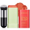 Tiejdhr Multi-Use Makeup Blush Stick Send for Makeup Brush, Waterproof & Moisturizer Beauty Tinted Solid Blush Stick, Facial Contouring Highlight & Brighten Face Stick (#02 Orange)