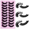 LuckForever 10 Pairs False Eyelashes Russian Strips Eye Lashes Fluffy False Lash Wispy Eyelash Extension Natural Look D Curly Volume Fake Eyelashes Reusable Eye Lash for Women Girls