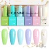 CANNI 6Pcs 9ml Hema-Free Gel Nail Polish Set- Green Blue Purple Pink Off-white Colors Gel Polish Kit, Soak Off LED Nail Gel Manicure Kit DIY at Home Salon Gifts for Women Girls