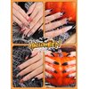 96PCS Halloween Press on Nails, EBANKU Almond False Nails Ghost Face Skull Full Cover Acrylic Nails Halloween Artificial Fake Nails with Adhesive Tabs Stick on Nails DIY Manicure Decoration