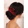 Kercisbeauty Red Crystal Hair Comb for Women Wedding Bridal Hair Piece Boho Hair Accessories for Prom Party