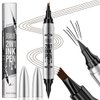 2 in 1 Eyebrow Microblading Pen, 2024 New 3D Microblading Eyebrow Pen Tattoo Pencil 4 Fork Tip, Waterproof Magic Microblading Eyebrow Pencil for Natural Makeup Last All Day - 9704#Black