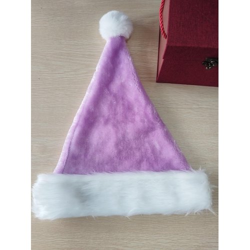 Ankelesz Santa Hat, Xmas Hat for Adults, Touch Soft Velvet Thickened Santa Hats for Christmas New Year Party Supplies (Purple)