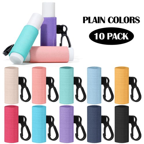 Sureio 10 Pack Lip Balm Holder Keychain Compact Clip On lipstick Holder Lip Gloss Holder Keychain(Earth Tones)(Bright Colors)