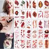 30 Sheets Halloween Temporary Tattoos, Zombie Makeup, Scar Wound Blood Bleeding Tattoo Stickers for Women Men Halloween Party Cosplay (HY-2)