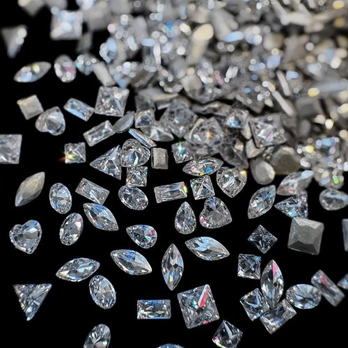 50pcs Shiny Zircon Rhinestones for Nails, 2-3mm Mini Nail Rhinestones for Nail Art Diamonds 3D Pointed Bottom Rhinestone Multi Shapes Gemstones Crystal Nail Gems Nail Crystals Nail Charm Accessories