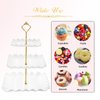 DAFURIET Dessert Cupcake Stand, 3 Tier Cup Cake Holder Tower for Tea Party/Birthday/Weeding, Plastic Tiered Serving Tray with Metal Rod, White