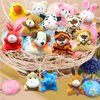 32Pcs Mini Plush Animals Toy Set Assortment Christmas Easter Bulk Stuffed Keychain Party Favors for Kids Small Animals Decorations Toys Carnival Prizes Birthday Goodie Bag Fillers