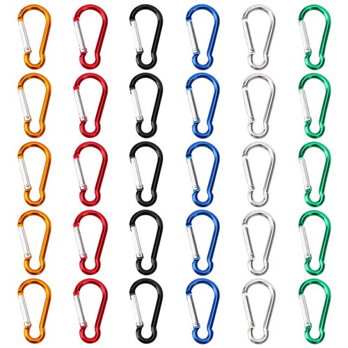 SAMLOO 30pcs Mini Aluminum Carabiner Spring Clip 2" Snap Hook Keychain for Outdoor Camping Hiking Fishing Traveling Backpack Bottle