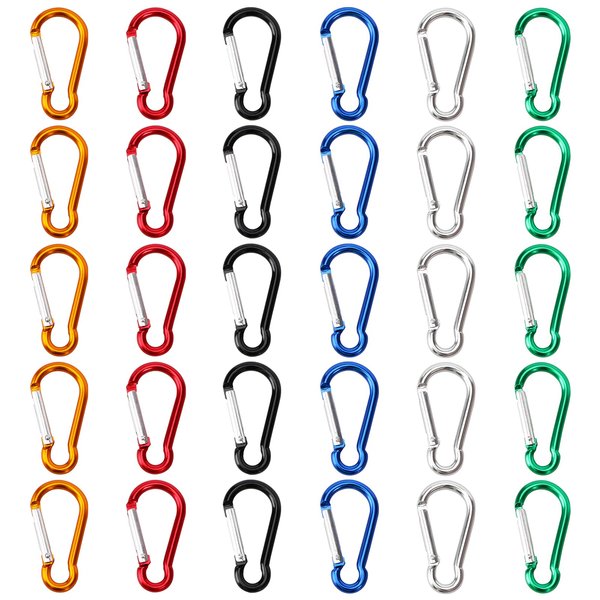 SAMLOO 30pcs Mini Aluminum Carabiner Spring Clip 2" Snap Hook Keychain for Outdoor Camping Hiking Fishing Traveling Backpack Bottle