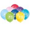 Happy 10th Birthday Latex Balloons - 12" | Assorted Colors | 8 Pcs