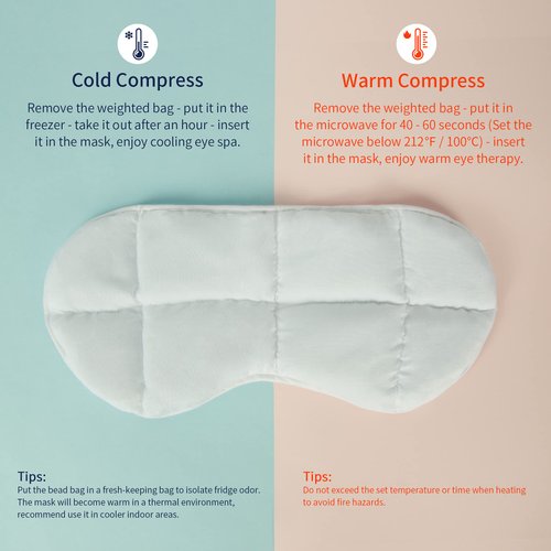 Mr. Sandman 100% Viscose Derived from Bamboo Weighted Eye Mask for Sleeping Migraines, Cold Hot Compress Therapy Sleep Mask, Ultra-fine Glass Bead Bag for Headaches, Sinus, Universal Size Eye Mask