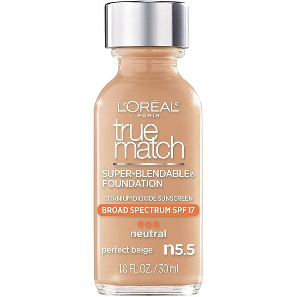 L'Oreal Paris Makeup True Match Super-Blendable Liquid Foundation, Perfect Beige N5.5, 1 Fl Oz,1 Count