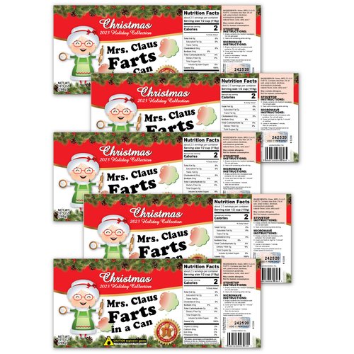Mrs. Claus Farts in a Can Christmas Gag Soup Can Labels - Party Decorations, Supplies and Favors - FUNNY Gift - Xmas Stocking Stuffer, White Elephant Party, Secret Santa (5)