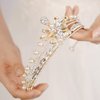 JWICOS Gold Pearl Tiara Crown for Women Crystal Headband Headpiece Princesss Crown Tiara for Brides Bridal Wedding Tiara for Prom Pageant Gift (Gold)