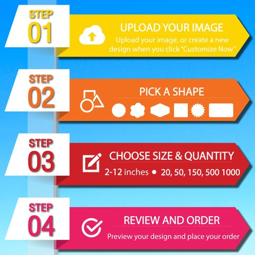 Custom Stickers | Upload Your Design | Sets of 20 to 1000 Bulk | 2 to 12 inches | Waterproof Vinyl Decals | Product Labels Custom Decal Custom Business Stickers Personalized Business Logo