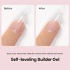 RARJSM Clear Builder Nails Gel Polish for Self Leveling Transparent Nail Strengthener in a Bottle Nail Extension Hard Gel 15ml Brush on Buidler Extend Gel UV LED Soak Off Curing Requires Salon Home