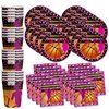 Pink Basketball Girl Birthday Party Supplies Set Plates Napkins Cups Tableware Kit for 16