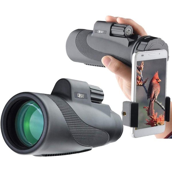 Gosky Titan 12X50 Monocular Telescope with Smartphone Holder - Waterproof Fog-Proof Shockproof Scope BAK-4 Prism FMC for Bird Watching Hunting Camping Traveling Wildlife Scenery