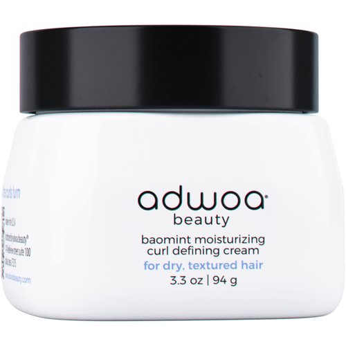adwoa beauty Baomint™ Moisturizing Curl Defining Cream with Organic Honey, Beeswax, Baobab, Mint, and Rosemary Oils to create soft, defined, hydrated and smooth curls, for Coily and Curly Hair, 3.3 oz