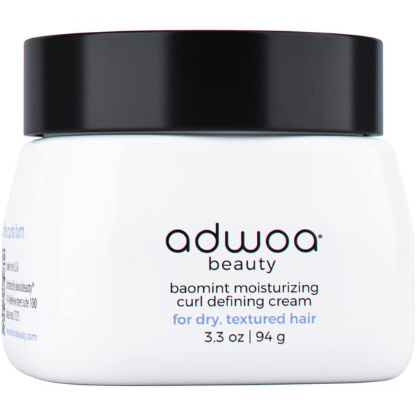 adwoa beauty Baomint™ Moisturizing Curl Defining Cream with Organic Honey, Beeswax, Baobab, Mint, and Rosemary Oils to create soft, defined, hydrated and smooth curls, for Coily and Curly Hair, 3.3 oz