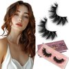 GOO GOO Mink Lashes 16mm Bushy Siberian Mink Fur False Eyelashes Hand Made Strips Real 3D Mink Eyelashes Natural Soft Curl Fake Eyelashes Reusable Make Up Eyelahses 1 Pair