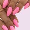 GLAMERMAID Matte Pink Press on Nails Medium Almond, Natural Dull Polish Nails Pure Stiletto Fake Nails with Design, Short Oval Stick Glue on Nails Tips for Women, Reusable Acrylic Daily False Nail Kit
