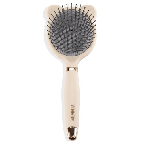 Roucerlin Bear Shape Hair Brush with Comb Cleaner for Fine Thick Curly Hair, Air Cushion Hair Comb, Hairbrush for Women Men, Hair Detangler Brush for Detangling Smoothing Massage