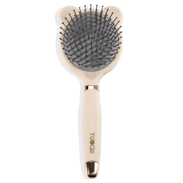 Roucerlin Bear Shape Hair Brush with Comb Cleaner for Fine Thick Curly Hair, Air Cushion Hair Comb, Hairbrush for Women Men, Hair Detangler Brush for Detangling Smoothing Massage