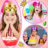 36 Pieces Foam Costume Headwear Princess Tiaras and Crowns Set with DIY Crystal Diamond Stickers, Rings and Earrings for Kids Party Favors