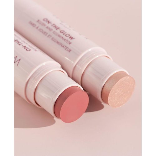 Wander Beauty On-the-Glow Blush and Illuminator - Sienna Sunset/Nude Glow - 7-in-1 Hydrating Cream Blush & Highlighting Stick - Stick Blush for Cheeks, Lip & Body - Highlighter Makeup & Blush - 0.4 oz