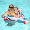 Swimbobo Toddler Pool Float with Seat Boat Inflatable Ride-on Airplane Pirates Sharks Car for Kids Outdoor Toys(White Airplane)