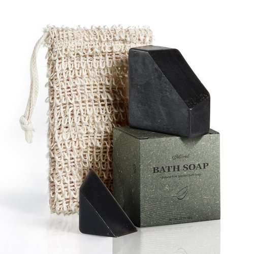 EFFILAND Men's Natural Bar Soap - Moisturizing Soap Made from Natural Oils Come With Soap Saver - No Harmful Chemicals - Good for All Skin Types -Natural pine Scented