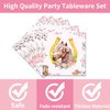 Horse Birthday Party Supplies Tableware - 96 Pcs Cowgirl Birthday Party Decorations, Horse Themed Party Paper Plates and Napkins Sets with Forks, Western Baby Shower Disposable Dinnerware, Serves 24